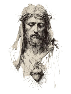 Sacred Heart Sketch Vinyl Car Decal Sticker – Waterproof & UV-Resistant 4.1066666666666665"