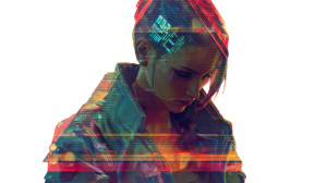 Cyberpunk Female Glitch Vinyl Car Decal Sticker – Waterproof & UV-Resistant 2.72"