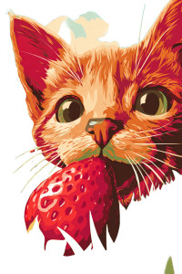 Charming Cat Strawberry Vinyl Car Decal Sticker – Waterproof & UV-Resistant 8.96"