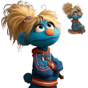 Grover Blonde Wig Vinyl Car Decal Sticker – Waterproof & UV-Resistant 3.4133333333333336"