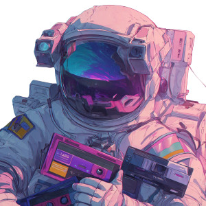 Retro Astronaut Vhs Vinyl Car Decal Sticker – Waterproof & UV-Resistant 3.4133333333333336"