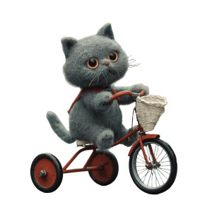 Grey Cat Tricycle Vinyl Car Decal Sticker – Waterproof & UV-Resistant 3.4133333333333336"