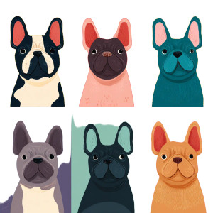 Colorful French Bulldogs Vinyl Car Decal Sticker – Waterproof & UV-Resistant 3.4133333333333336"