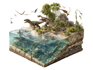 Dinosaur Ecosystem Vinyl Car Decal Sticker – Waterproof & UV-Resistant 6.1866666666666665"