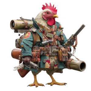 Armed Chicken V2 Vinyl Car Decal Sticker – Waterproof & UV-Resistant 3.4133333333333336"