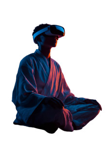 Meditating With Tech Vinyl Car Decal Sticker – Waterproof & UV-Resistant 8.213333333333333"