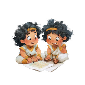 Egyptian Kids Drawing Vinyl Car Decal Sticker – Waterproof & UV-Resistant 3.4133333333333336"