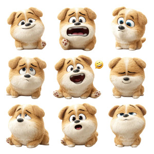 Chubby Dog Emojis Vinyl Car Decal Sticker – Waterproof & UV-Resistant 3.4133333333333336"