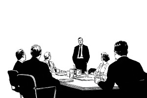 Leaving Boardroom Meeting Vinyl Car Decal Sticker – Waterproof & UV-Resistant 5.97333333333333