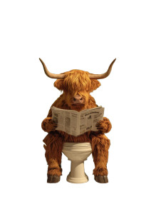Highland Cow On Toilet Vinyl Car Decal Sticker – Waterproof & UV-Resistant 4.1066666666666665"