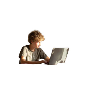 Teenager At Laptop Vinyl Car Decal Sticker – Waterproof & UV-Resistant 6.826666666666667"