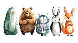 Cartoon Animal Illustration Vinyl Car Decal Sticker – Waterproof & UV-Resistant 2.72"