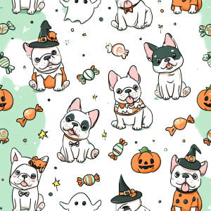 Halloween French Bulldogs Vinyl Car Decal Sticker – Waterproof & UV-Resistant 3.4133333333333336"