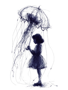 Jellyfish Umbrella Sketch Vinyl Car Decal Sticker – Waterproof & UV-Resistant 4.1066666666666665"