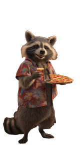 Fat Raccoon Dining Vinyl Car Decal Sticker – Waterproof & UV-Resistant 4.8533333333333335"