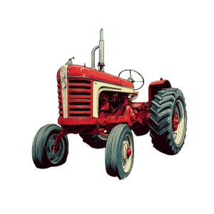 Vintage Tractor Illustration V2 Vinyl Car Decal Sticker – Waterproof & UV-Resistant 6.826666666666667"
