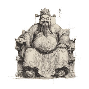 Chinese Wealth God V26 Vinyl Car Decal Sticker – Waterproof & UV-Resistant 3.4133333333333336"