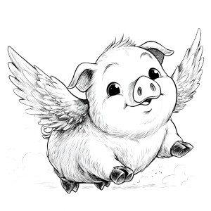 Winged Pig Drawing Vinyl Car Decal Sticker – Waterproof & UV-Resistant 3.4133333333333336"