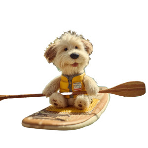 Paddleboarding Coton Dog Vinyl Car Decal Sticker – Waterproof & UV-Resistant 3.4133333333333336"
