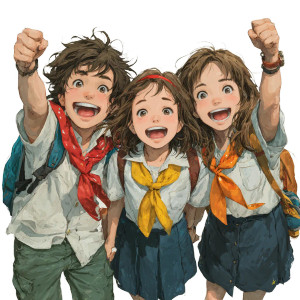 Joyful Anime Students Vinyl Car Decal Sticker – Waterproof & UV-Resistant 3.4133333333333336"