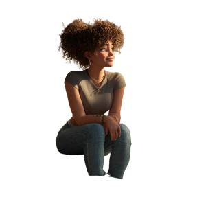 Happy Woman Working V5 Vinyl Car Decal Sticker – Waterproof & UV-Resistant 3.4133333333333336"