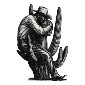 Tired Cowboy Tattoo Vinyl Car Decal Sticker – Waterproof & UV-Resistant 6.826666666666667"