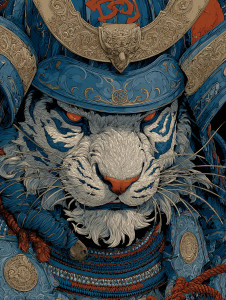 Tiger Samurai V2 Vinyl Car Decal Sticker – Waterproof & UV-Resistant 4.1066666666666665"