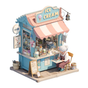 Ice Cream Stand Vinyl Car Decal Sticker – Waterproof & UV-Resistant 3.4133333333333336"