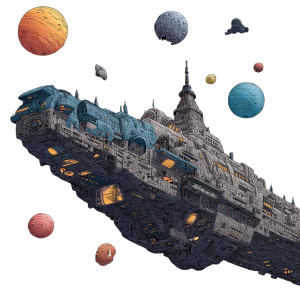 Autonomous Spaceship Vinyl Car Decal Sticker – Waterproof & UV-Resistant 3.4133333333333336"