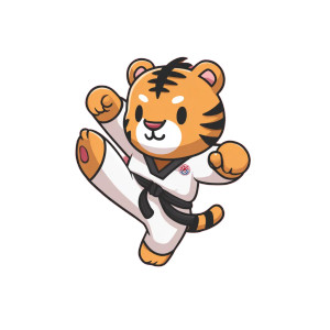 Taekwondo Tiger Vinyl Car Decal Sticker – Waterproof & UV-Resistant 3.4133333333333336"