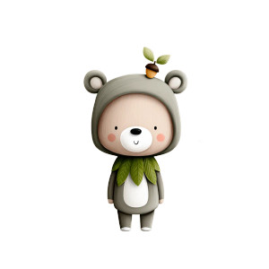 Leafy Baby Bear Vinyl Car Decal Sticker – Waterproof & UV-Resistant 6.826666666666667"