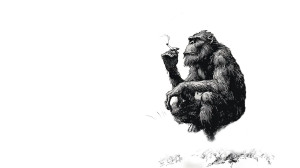 Smoking Prehistoric Ape Vinyl Car Decal Sticker – Waterproof & UV-Resistant 5.4