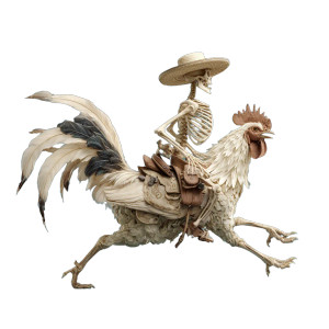 Skeleton Riding Rooster Vinyl Car Decal Sticker – Waterproof & UV-Resistant 3.4133333333333336"