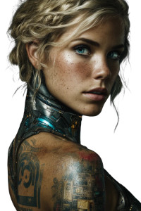 Cyberpunk Portrait Tattoo Vinyl Car Decal Sticker – Waterproof & UV-Resistant 8.96"