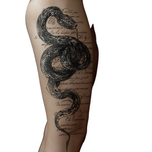 Snake Thigh Tattoo Vinyl Car Decal Sticker – Waterproof & UV-Resistant 3.4133333333333336" Snake Thigh Tattoo Vinyl Car Decal Sticker – Waterproof & UV-Resistant 3.4133333333333336"