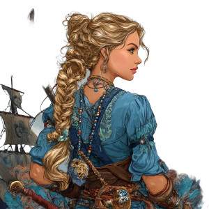 Fantasy Pirate Lady Vinyl Car Decal Sticker – Waterproof & UV-Resistant 3.4133333333333336"