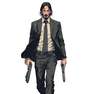 Manga John Wick Vinyl Car Decal Sticker – Waterproof & UV-Resistant 3.4133333333333336"