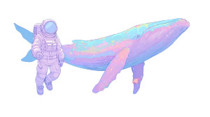 Astronaut And Whale Vinyl Car Decal Sticker – Waterproof & UV-Resistant 2.72"