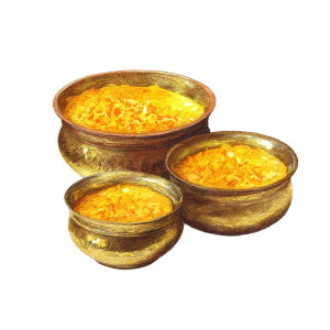 Golden Turmeric Bowls Vinyl Car Decal Sticker – Waterproof & UV-Resistant 3.4133333333333336"