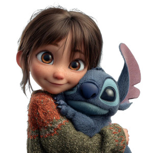 Stitch Hugs Girl Vinyl Car Decal Sticker – Waterproof & UV-Resistant 3.4133333333333336"