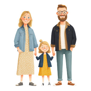 Happy Family Trio V3 Vinyl Car Decal Sticker – Waterproof & UV-Resistant 3.4133333333333336"