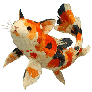 Hybrid Cat Koi Vinyl Car Decal Sticker – Waterproof & UV-Resistant 3.4133333333333336"