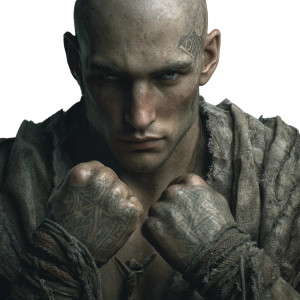 Rugged Warrior Monk Vinyl Car Decal Sticker – Waterproof & UV-Resistant 3.4133333333333336"