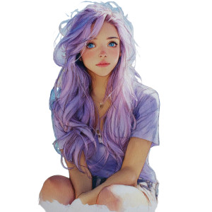 Lavender-Haired Beauty Vinyl Car Decal Sticker – Waterproof & UV-Resistant 3.4133333333333336" Lavender-Haired Beauty Vinyl Car Decal Sticker – Waterproof & UV-Resistant 3.4133333333333336"