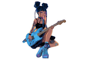 Punk Girl Guitarist Vinyl Car Decal Sticker – Waterproof & UV-Resistant 2.986666666666667"