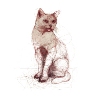 Expressionistic Cat Vinyl Car Decal Sticker – Waterproof & UV-Resistant 3.4133333333333336"
