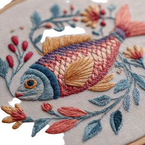 Embroidered Fish Vinyl Car Decal Sticker – Waterproof & UV-Resistant 6.826666666666667"