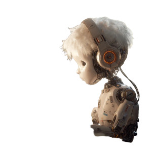 White-Haired Robot Child Vinyl Car Decal Sticker – Waterproof & UV-Resistant 3.4133333333333336"