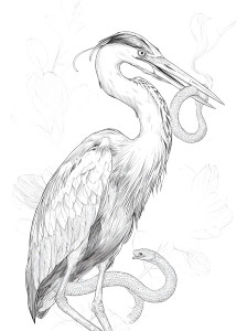 Heron Eating Snake Vinyl Car Decal Sticker – Waterproof & UV-Resistant 4.213333333333333"