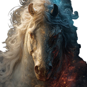 Cosmic Duality Horse Vinyl Car Decal Sticker – Waterproof & UV-Resistant 3.4133333333333336"